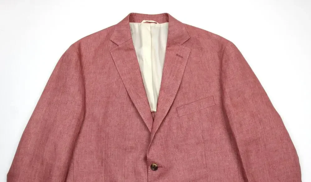 The Men's Store Bloomingdale's Sport Coat 44 R Mens Coral Linen Blazer Jacket